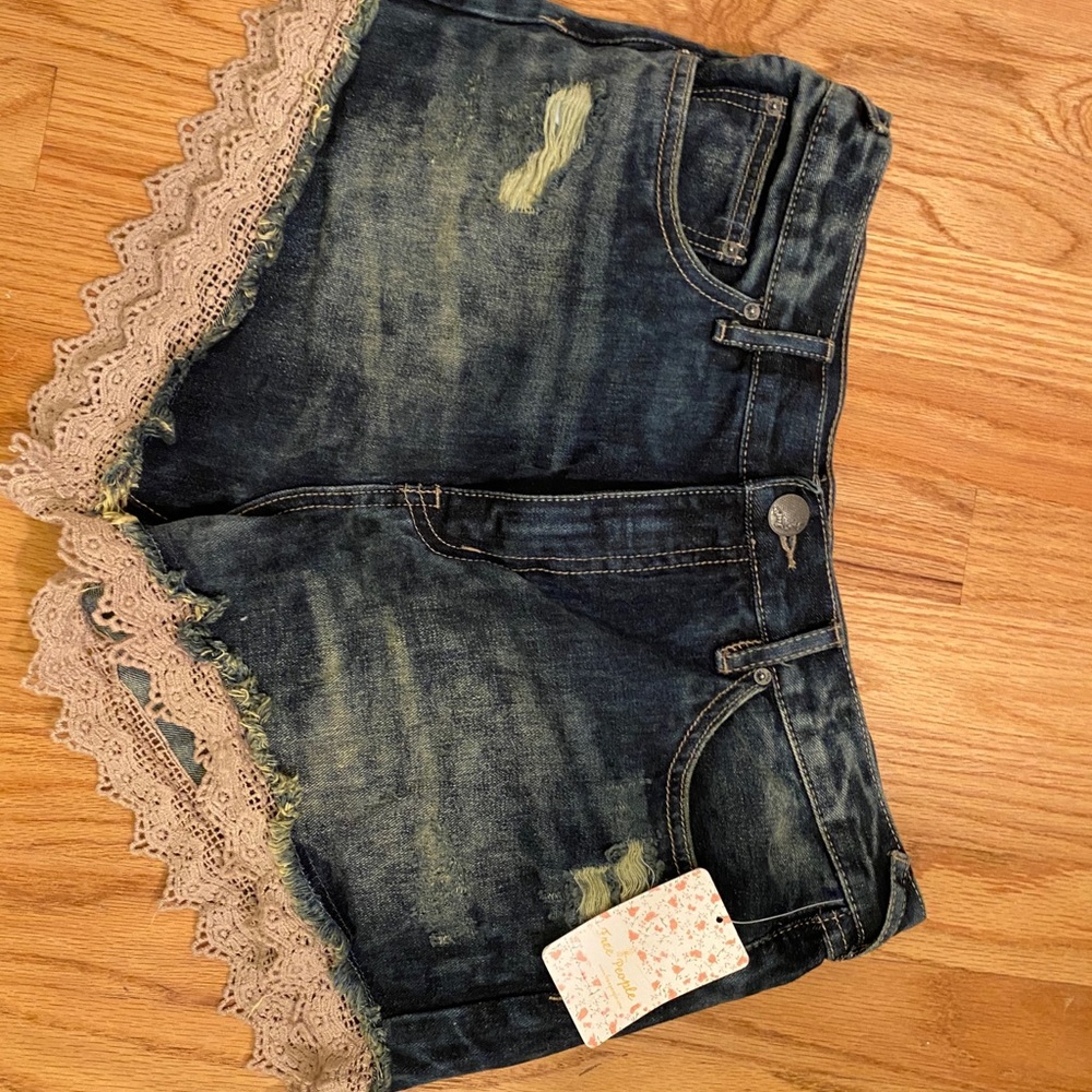 Free people lace trim shorts